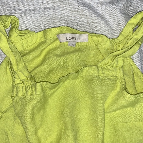 XS LOFT Neon Green Loft Linen Blend Mini Dress - Picture 3 of 6